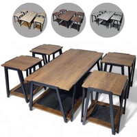 طقم طاولات خشب وراتان عدة ألوان