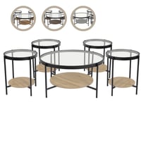 طقم طاولات خشب وزجاج عدة ألوان