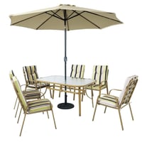 طقم جلسة خارجية 6 كراسي لون بيج