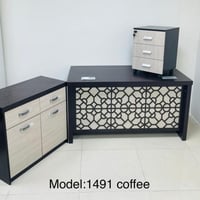 مكتب ميلامين 3 قطع مع سكرتارية لون أسود مقاس 140,1...