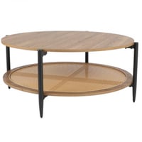 طاولة خشب مع راتان لون بني مقاس 100