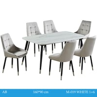 طقم طاولة طعام رخام 4و6 كراسي لون أبيض