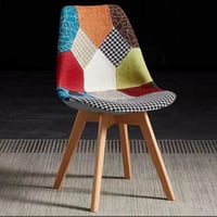 طقم 4 كراسي قماش ملون أرجل خشبي