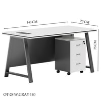 مكتب مع ادراج ابيض عدة مقاسات لون ابيض ورمادي