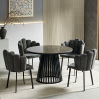 طقم طاولة طعام بورسلان 4 كراسي لون اسود