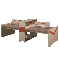 مكتب رباعي مع ادراج لون خشبي