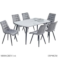 طقم طاولة سيراميك و4 و 6 و 8 كراسي لون رمادي