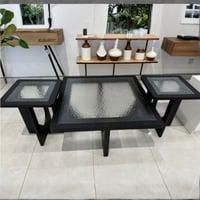 طقم طاولات وسط زجاج اسود