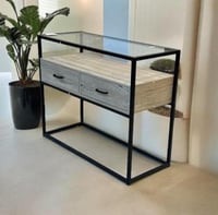 كونسول خشب وزجاج 120 سم عدة الوان