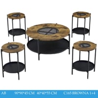 طقم طاولات خشبي راتان عدة ألوان