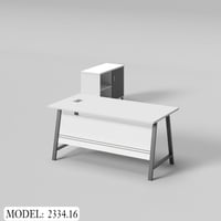 مكتب بثلاث ادراج مقاس 160 سم أبيض رصاصي