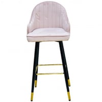 كرسي بار دوار مخمل لون بنكي