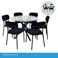 طقم طاولة طعام قزاز مودرن 6 او 4 كراسي لون اسود
