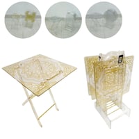 طقم طاولات خدمة اكرليك ذهبي وفضي