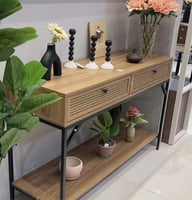 طاولة مدخل كونسول راتان لون خشبي