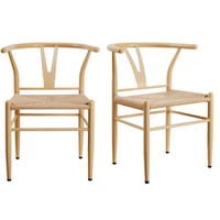 طقم 2 كراسي بوهيمي لون خشبي فاتح