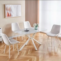 طقم طاولة بورسلان أبيض 6و4كراسي