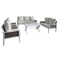 طقم جلسة خارجية ابيض وبيج