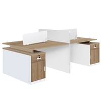 طقم مكتب رباعي 240 سم لون خشبي وأبيض