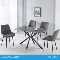 طقم طاولة بورسلان رمادي 6و4كراسي