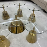 طقم طاولات استيل وزجاج