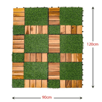 أرضية عشب وخشب 12 قطعة عدة أشكال