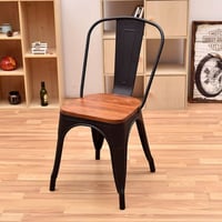 كرسي معدن مع خشب أسود