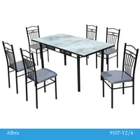 طقم طاولة طعام بورسلان و6 كراسي عدة ألوان