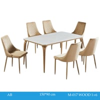 طقم طاولات رخام 4و6 كراسي لون خشبي