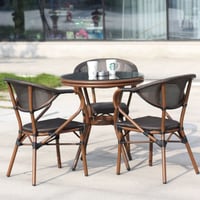 طقم طاولة و3 كراسي خارجية بني