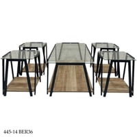 طقم طاولات خدمة خشب وزجاج عدة ألوان