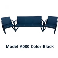 طقم كراسي جلد انتظار لون أسود