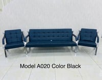 طقم كنب مكتبي جلد لون اسود