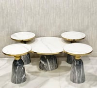 طقم استيل دائري حجر بورسلان 4 + 1 لون رمادي