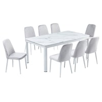 طقم طاولة رخام و 4 و 6 و 8 كراسي أبيض