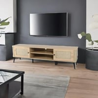 طاولة تلفزيون مقاس 200 سم خشبي فاتح