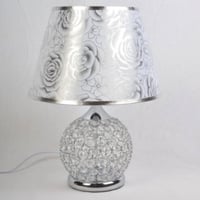 اباجورة مرصعة بالكريستال لون فضي وقاعدة دائرية