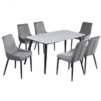 طاولة طعام و6 كراسي رمادي