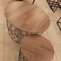 طقم طاولات خدمة لون خشبي غامق