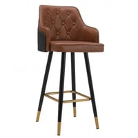 كرسي بار جلد دوار لون بني