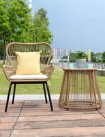 طقم 2 كراسي راتان لون بيج