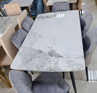 طقم طاولة بورسلان و 4 و 6 و 8 كراسي رمادي