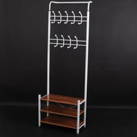 علاقة ملابس مزودة بأرفف لون أبيض خشبي