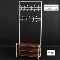 علاقة ملابس مزودة بأرفف لون أبيض خشبي