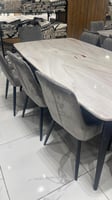 طاولة طعام و6 كراسي رمادي