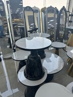 طقم استيل دائري حجر بورسلان 4 + 1 لون أسود