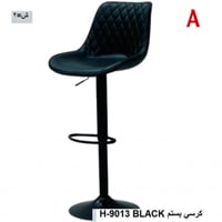 طقم 2 كراسي بار جلد بنظام بستم لون أسود