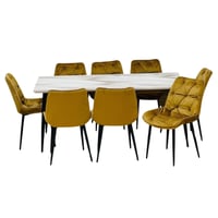 طقم طاولة طعام و8 كراسي لون كوفي