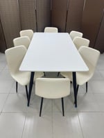 طقم طاولة طعام مودرن 8 كراسي لون أبيض