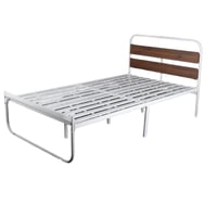 سرير مقاس 120 سم أبيض وخشبي